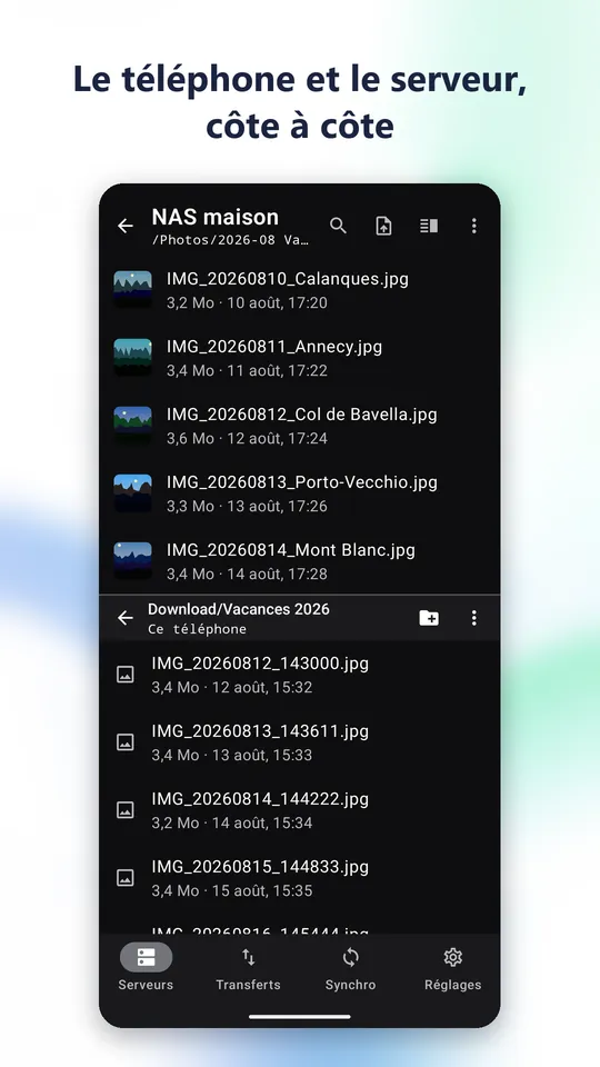 Le téléphone et le serveur, côte à côte